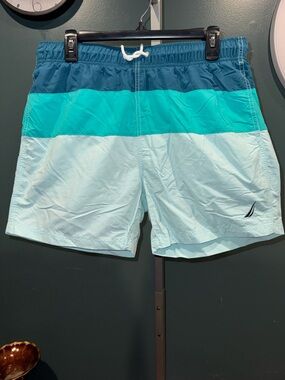 Nautica Men’s Three-Tone Blue Swim Trunks
